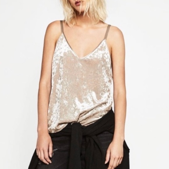 Zara Tops - ZARA velvet strap tank top SIZE MEDIUM